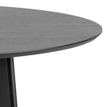Saffron Large Black Wooden Round Dining Table