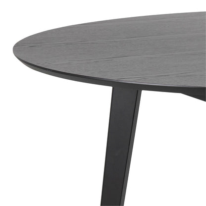 Saffron Large Black Wooden Round Dining Table