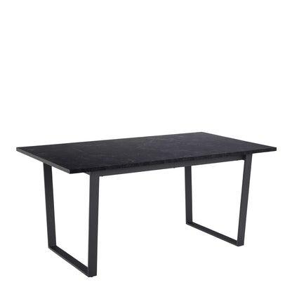 Stovring Black Marble Effect Dining Table Black Legs