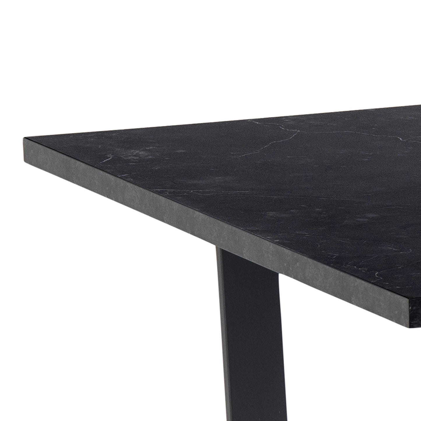 Stovring Black Marble Effect Dining Table Black Legs