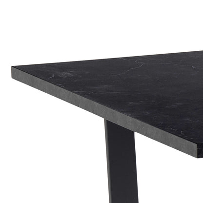 Stovring Black Marble Effect Dining Table Black Legs