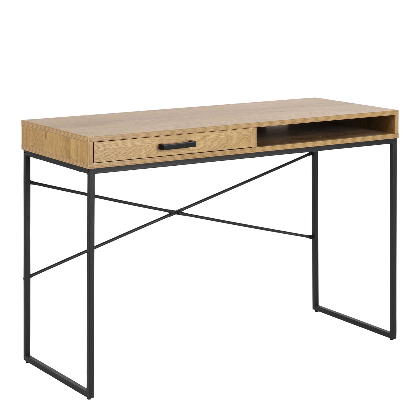 El Paso Office Desk 1 Drawer Black Metal and Wild Oak Effect