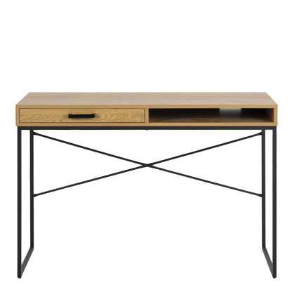 El Paso Office Desk 1 Drawer Black Metal and Wild Oak Effect