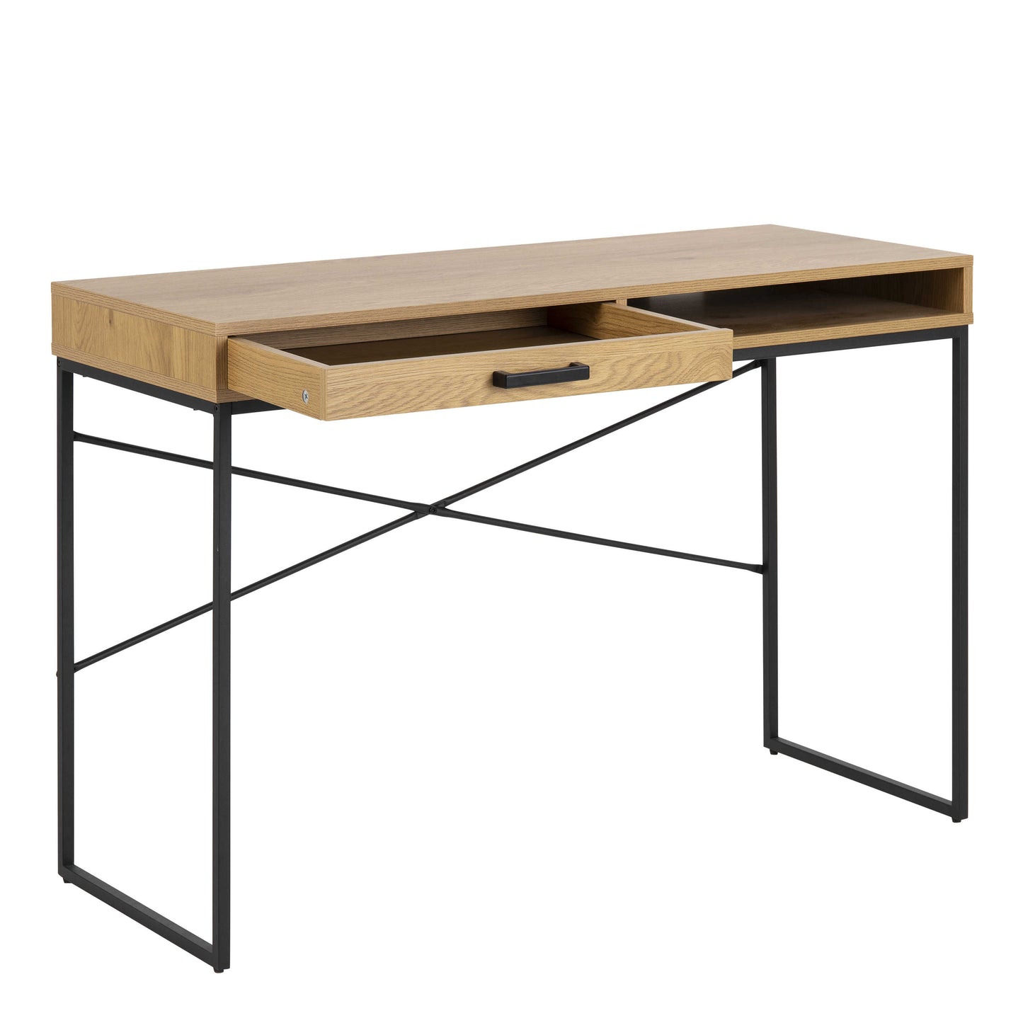 El Paso Office Desk 1 Drawer Black Metal and Wild Oak Effect