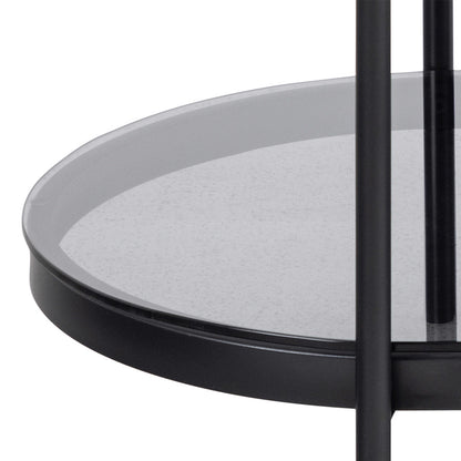 Featheroak Grey Glass Oval Coffee Table Black Metal Legs