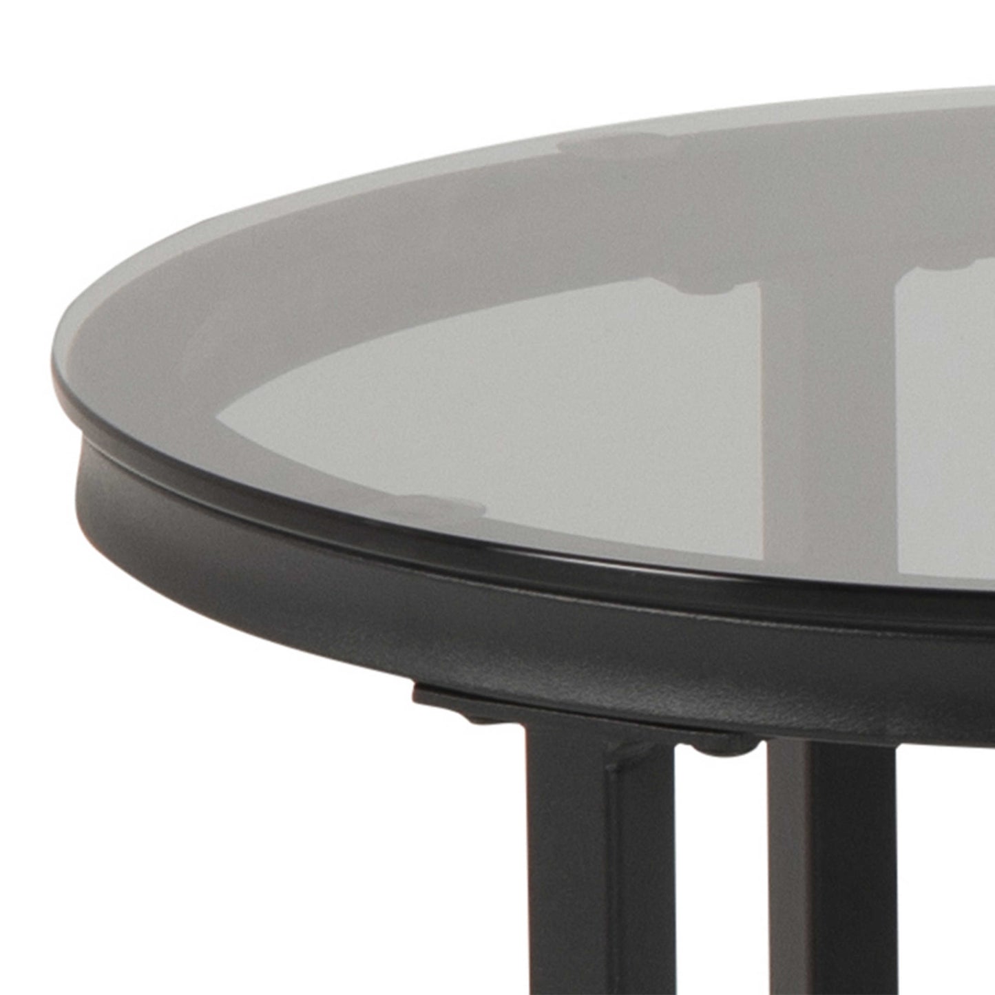 Reykjavik Black Marble Effect and Glass Coffee Table Set Black Metal Legs