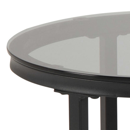 Reykjavik Black Marble Effect and Glass Coffee Table Set Black Metal Legs