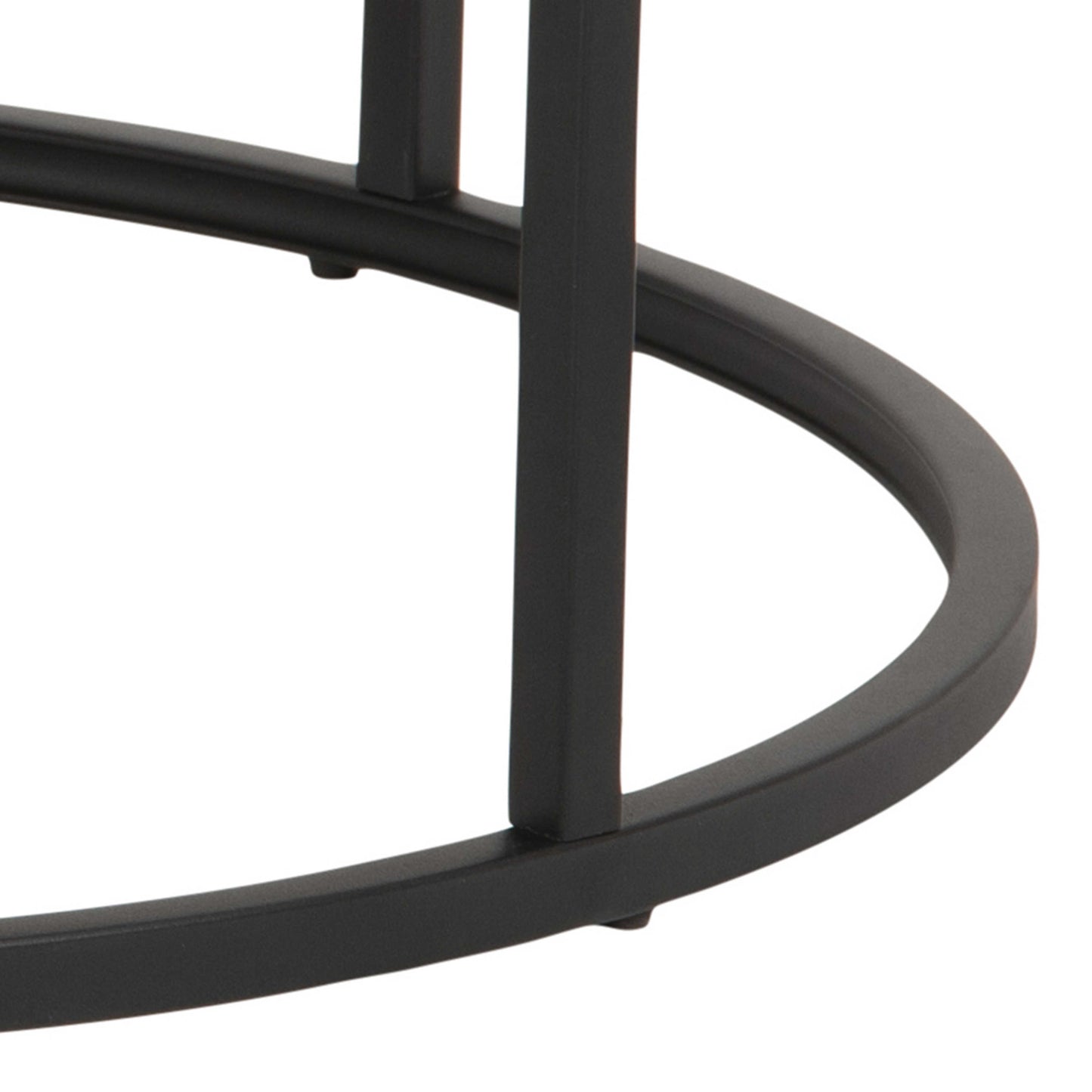 Odense Wild Oak Effect Round Nesting Coffee Table Set Black Metal Legs