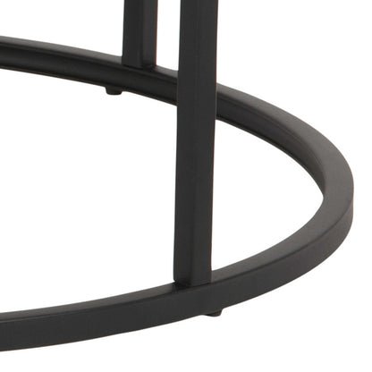 Odense Wild Oak Effect Round Nesting Coffee Table Set Black Metal Legs