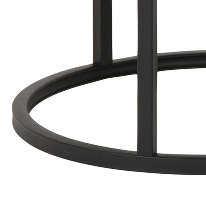 Odense Wild Oak Effect Round Nesting Coffee Table Set Black Metal Legs