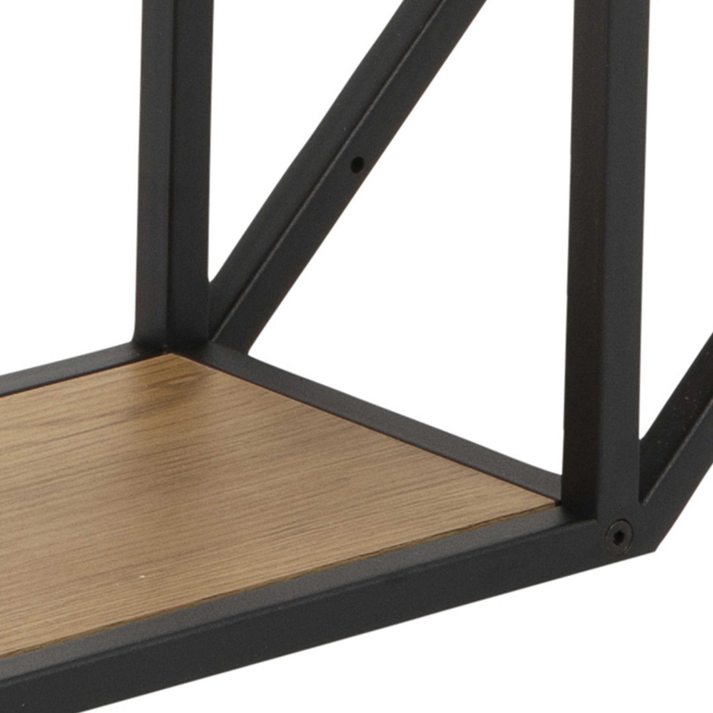 El Paso Black Metal and Wild Oak Veneer Octagonal Wall Shelf 4 Black Wooden Shelves