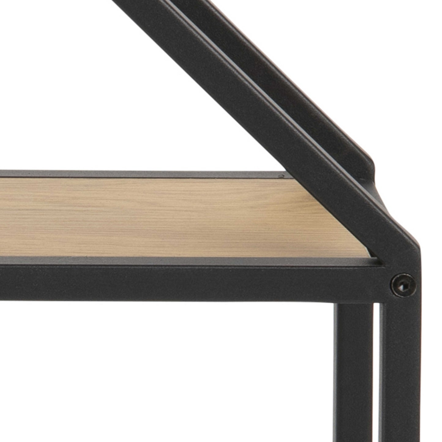 El Paso Black Metal and Wild Oak Veneer Octagonal Wall Shelf 4 Black Wooden Shelves