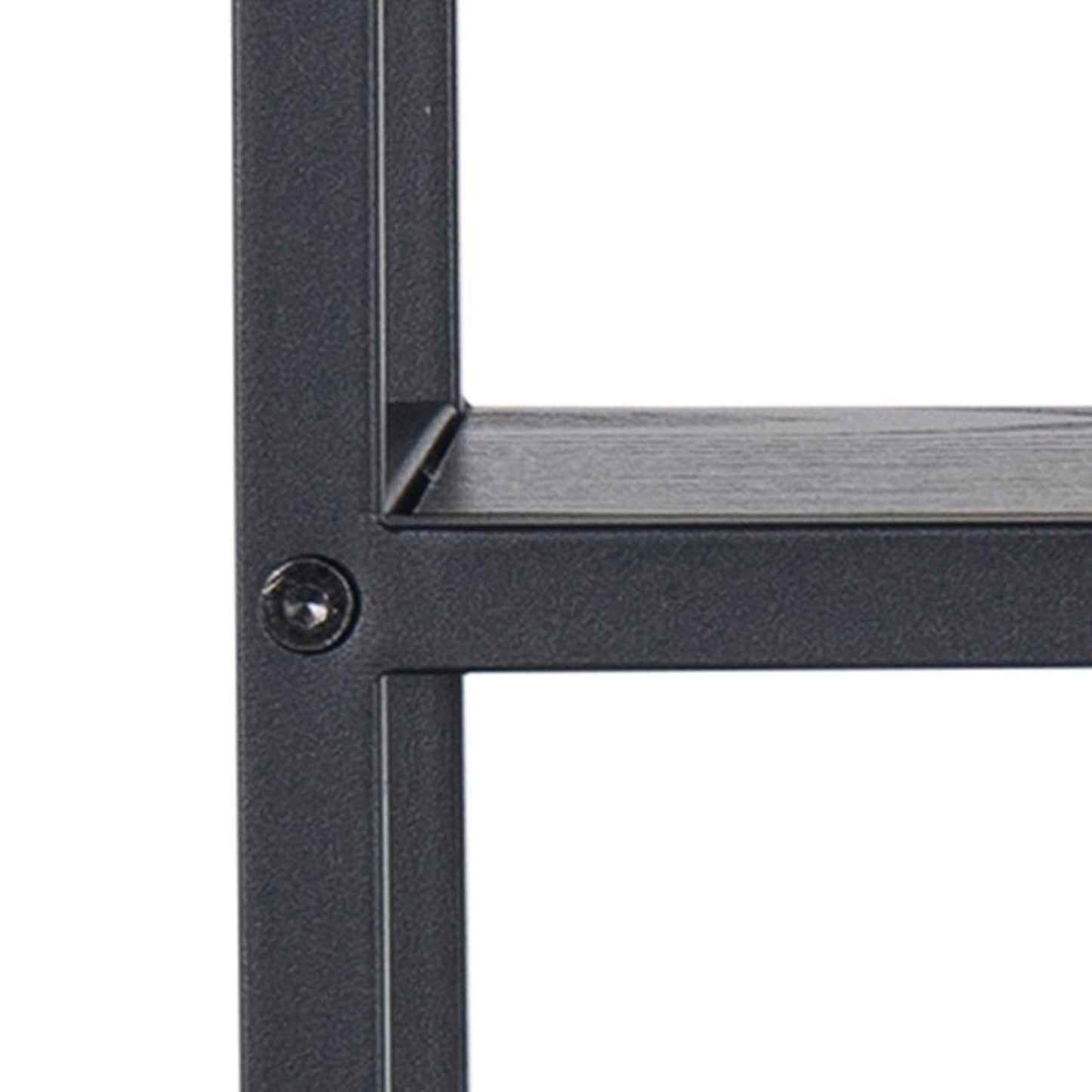 El Paso Black Metal Octagonal Wall Shelf 4 Black Wooden Shelves