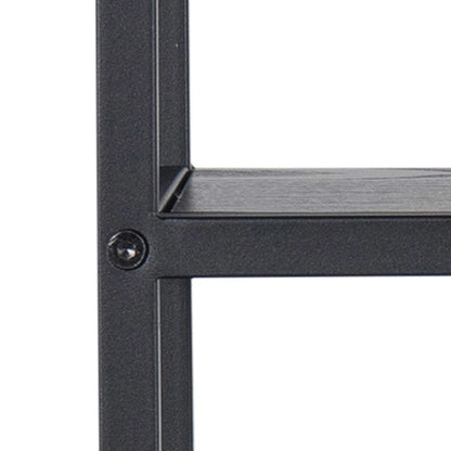 El Paso Black Metal Octagonal Wall Shelf 4 Black Wooden Shelves