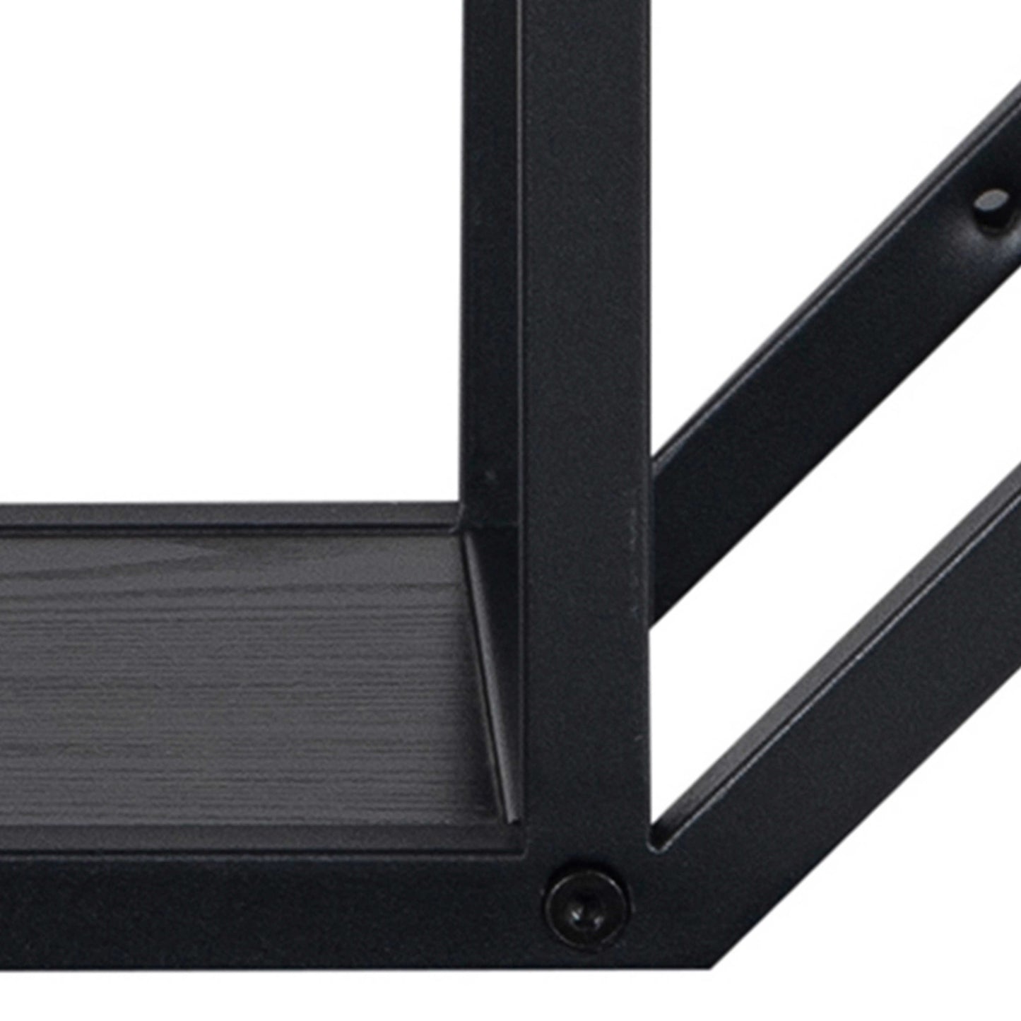 El Paso Black Metal Octagonal Wall Shelf 4 Black Wooden Shelves