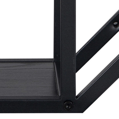 El Paso Black Metal Octagonal Wall Shelf 4 Black Wooden Shelves