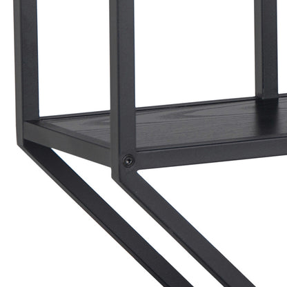 El Paso Black Metal Octagonal Wall Shelf 4 Black Wooden Shelves