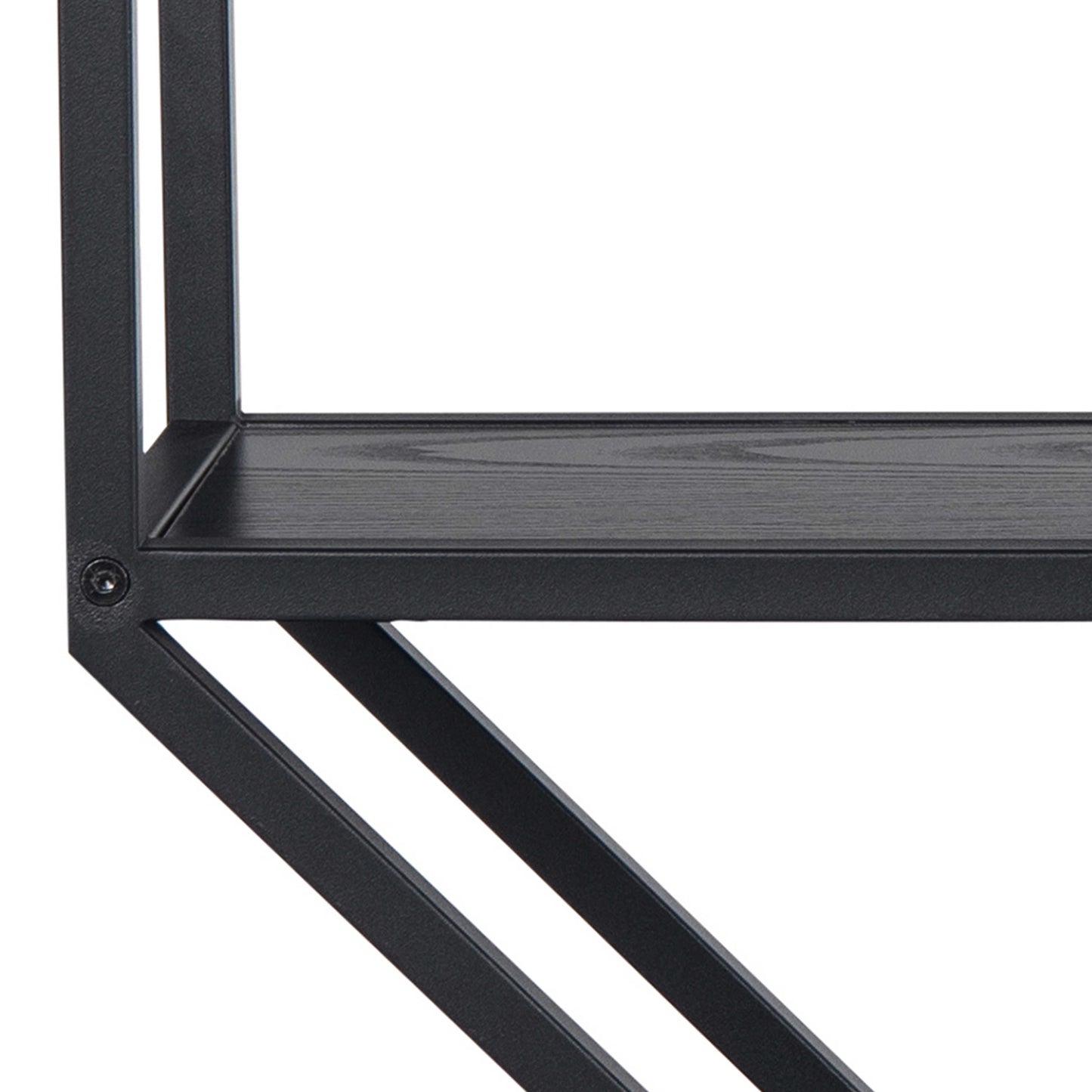 El Paso Black Metal Octagonal Wall Shelf 4 Black Wooden Shelves