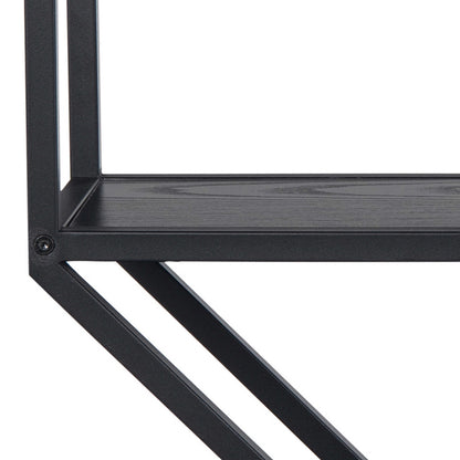 El Paso Black Metal Octagonal Wall Shelf 4 Black Wooden Shelves