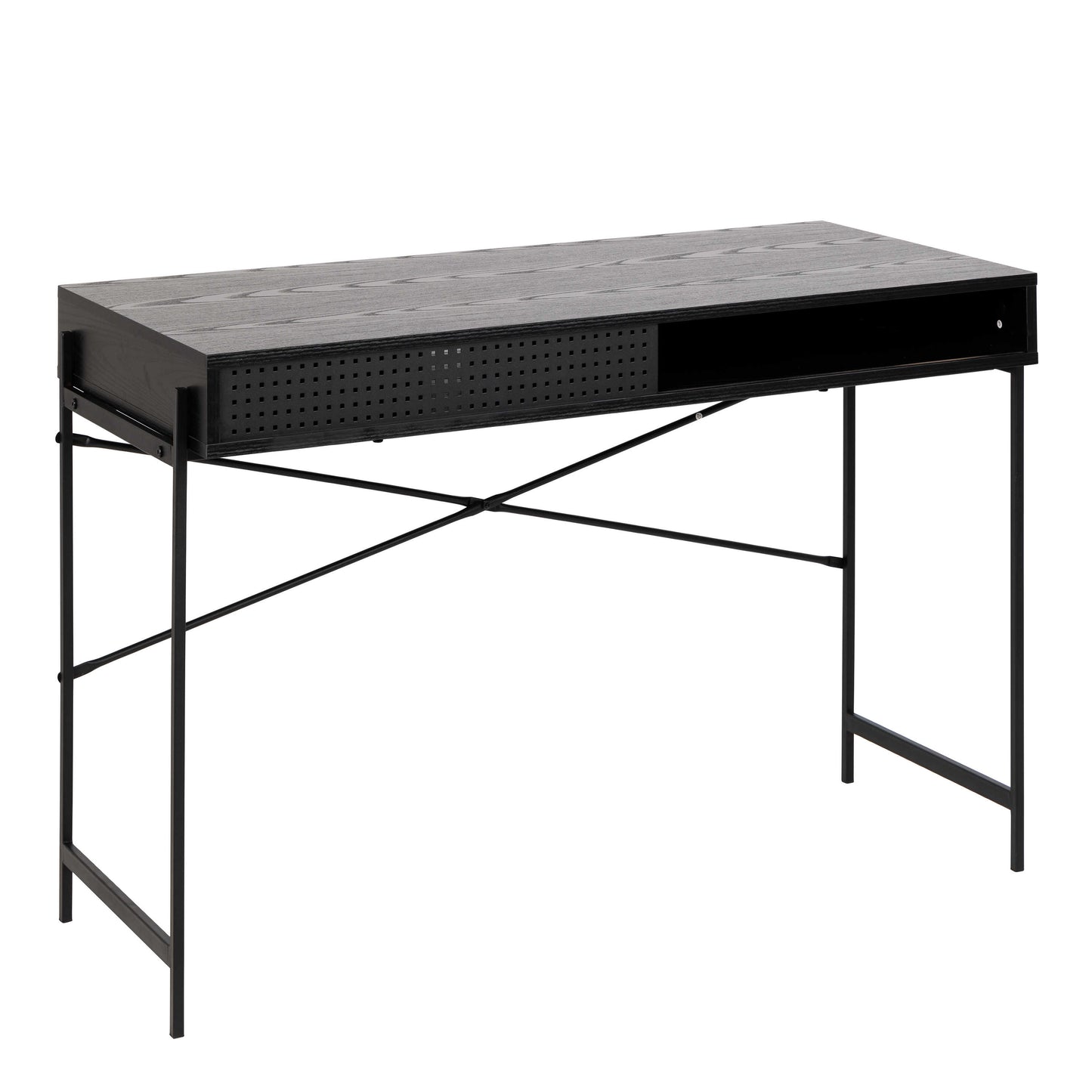 Cambridge Black Office Desk Sliding Mesh Door