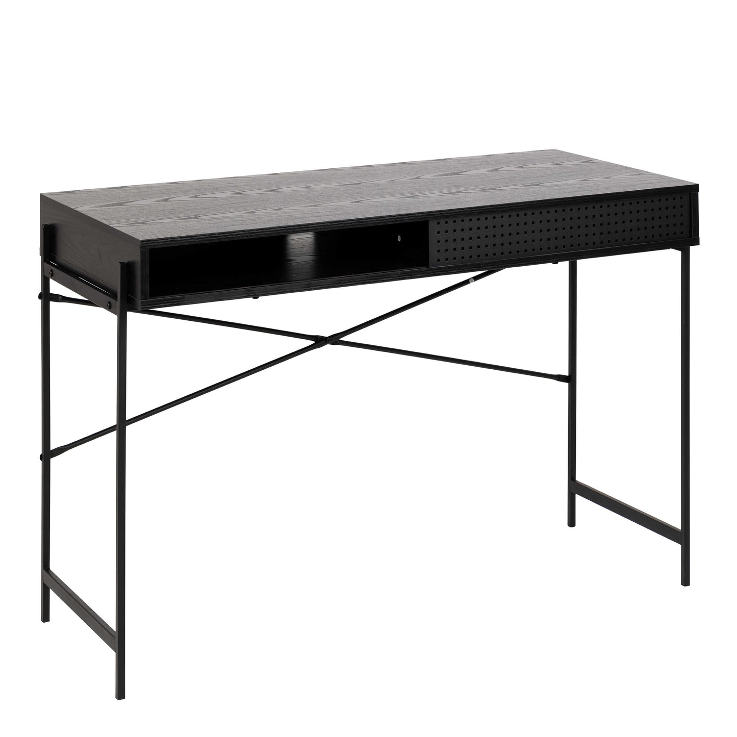 Cambridge Black Office Desk Sliding Mesh Door