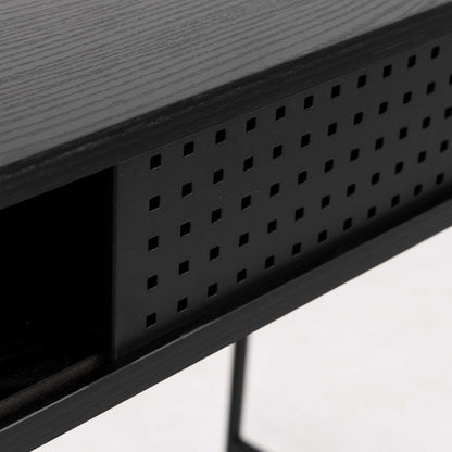 Cambridge Black Office Desk Sliding Mesh Door