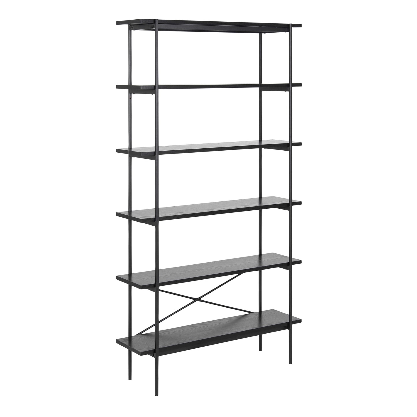 Cambridge Industrial Black Bookcase 5 Shelves