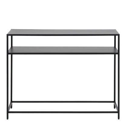 Graz Matt Black Metal Open Shelf Console Table