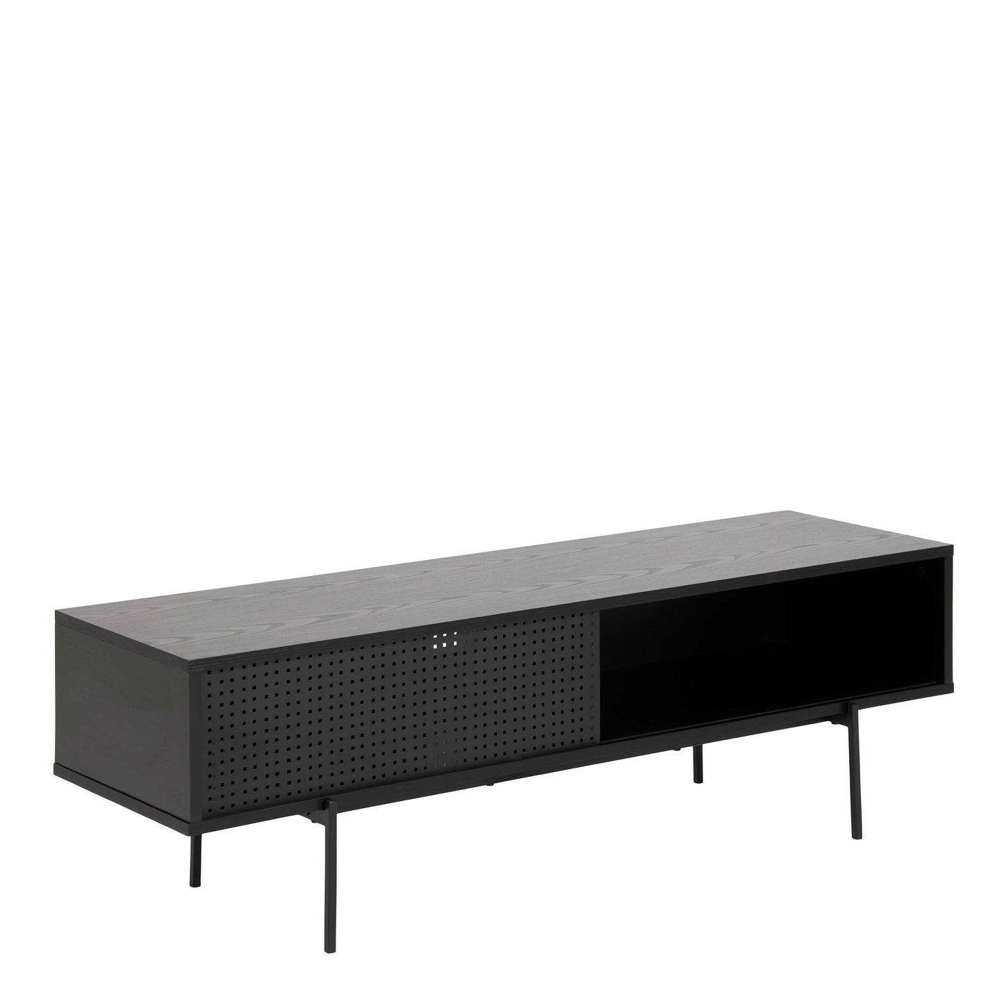 Cambridge Industrial Black Mesh TV Unit 1 Sliding Door