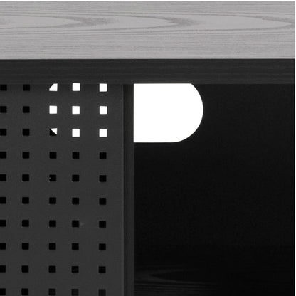 Cambridge Industrial Black Mesh TV Unit 1 Sliding Door