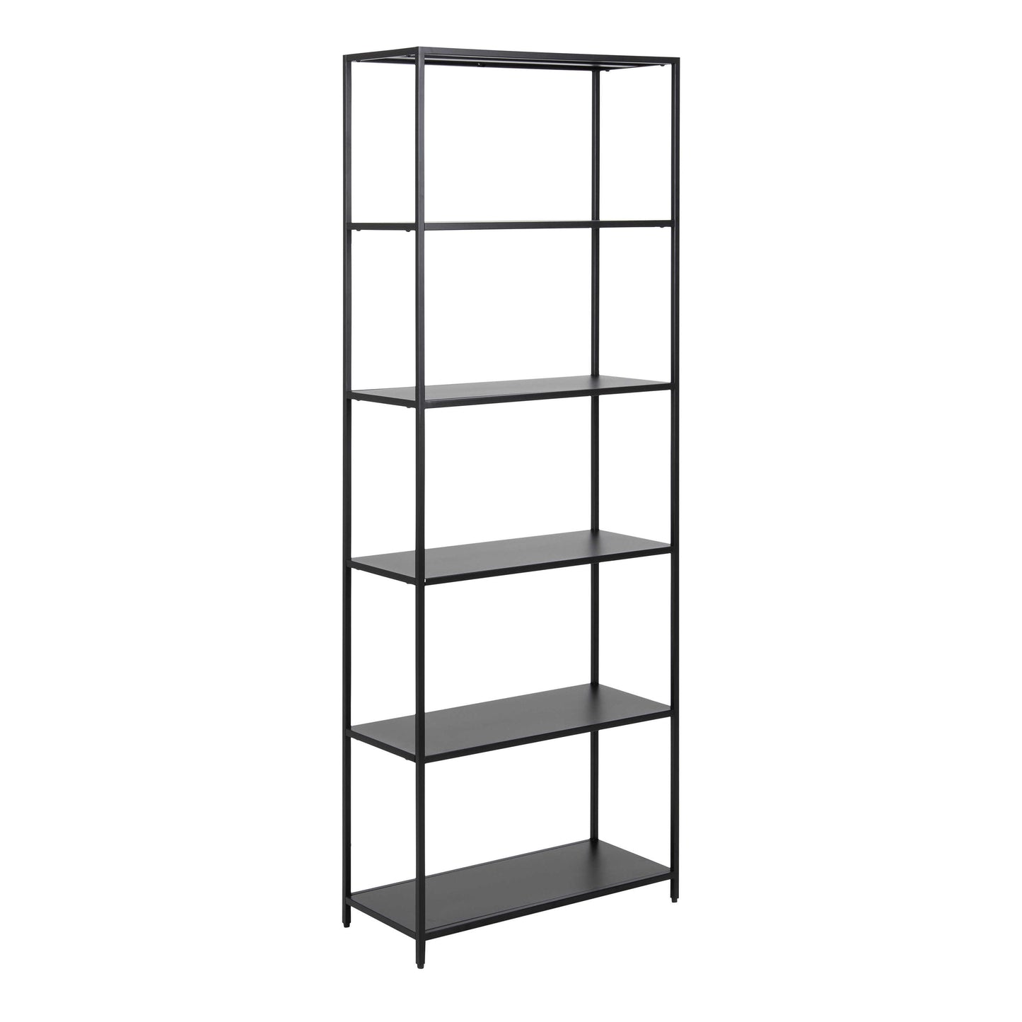 Graz Matt Black Metal Tall Bookcase 5 Shelves