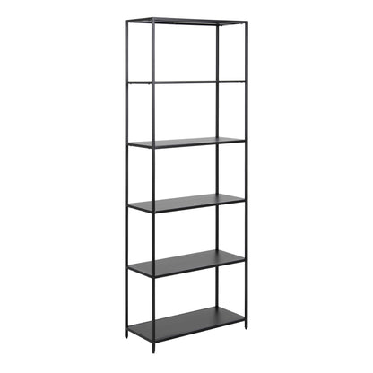 Graz Matt Black Metal Tall Bookcase 5 Shelves