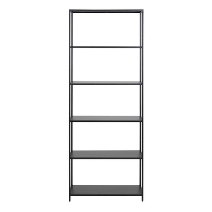 Graz Matt Black Metal Tall Bookcase 5 Shelves