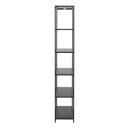 Graz Matt Black Metal Tall Bookcase 5 Shelves