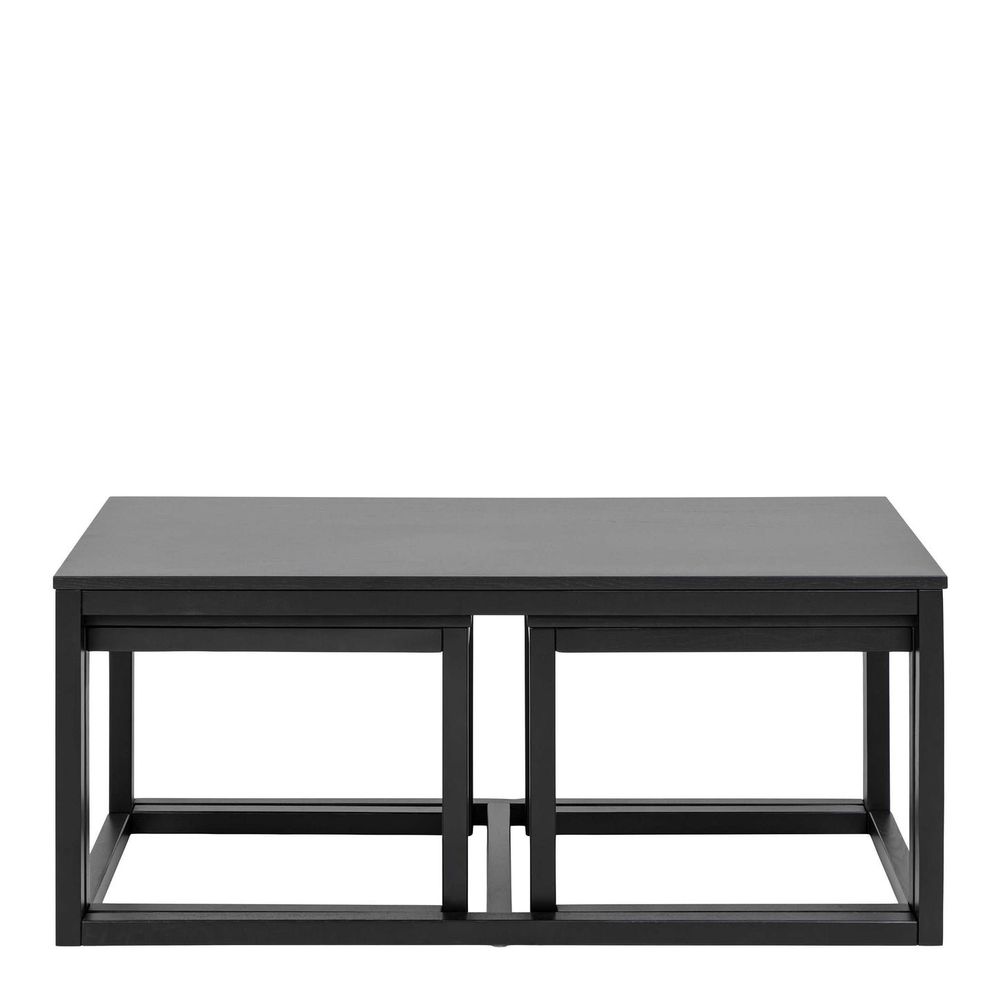 Meadowbloom Square Coffee Table Set in Matt Black Set of 3