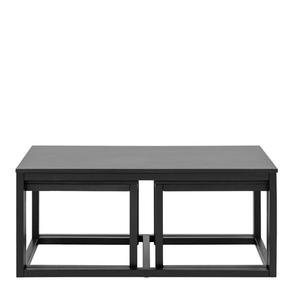 Meadowbloom Square Coffee Table Set in Matt Black Set of 3