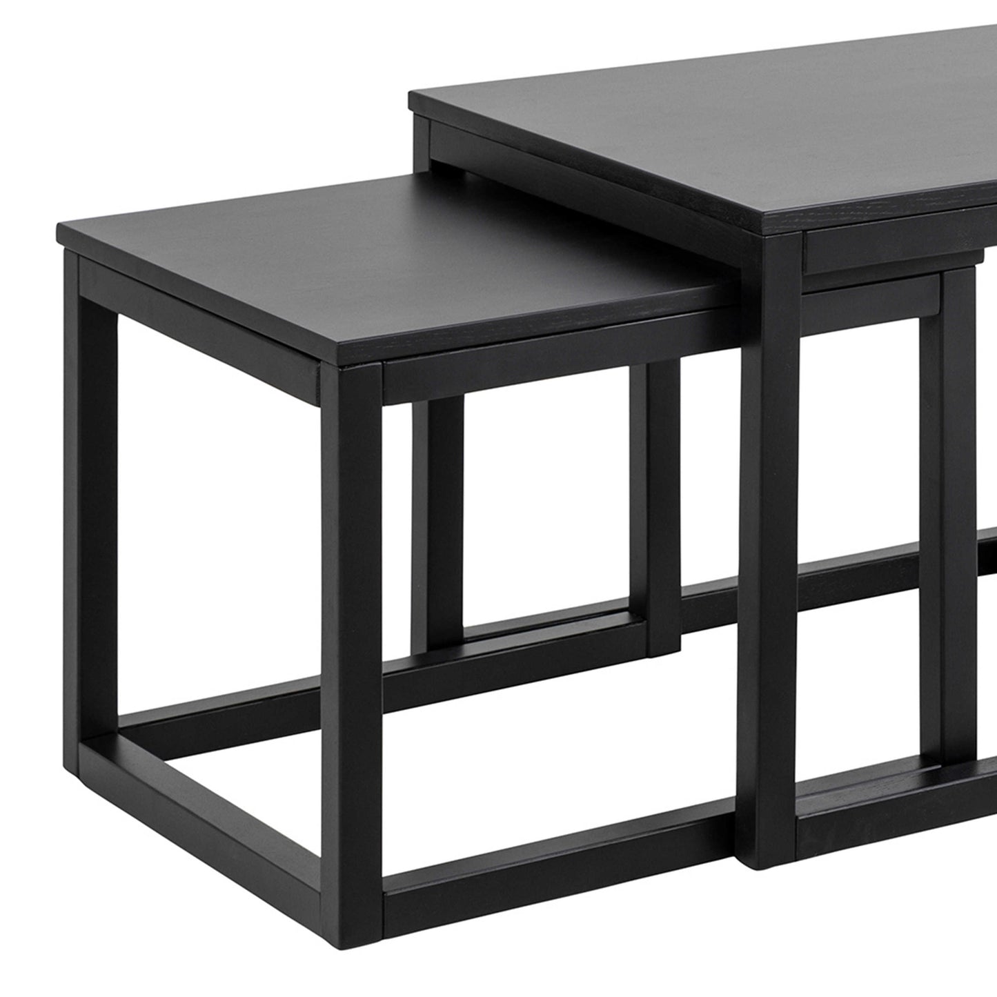 Meadowbloom Square Coffee Table Set in Matt Black Set of 3