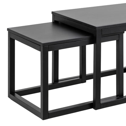 Meadowbloom Square Coffee Table Set in Matt Black Set of 3