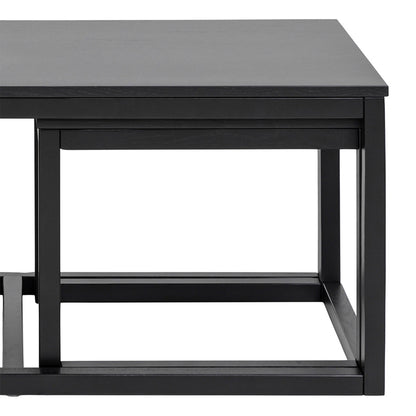 Meadowbloom Square Coffee Table Set in Matt Black Set of 3