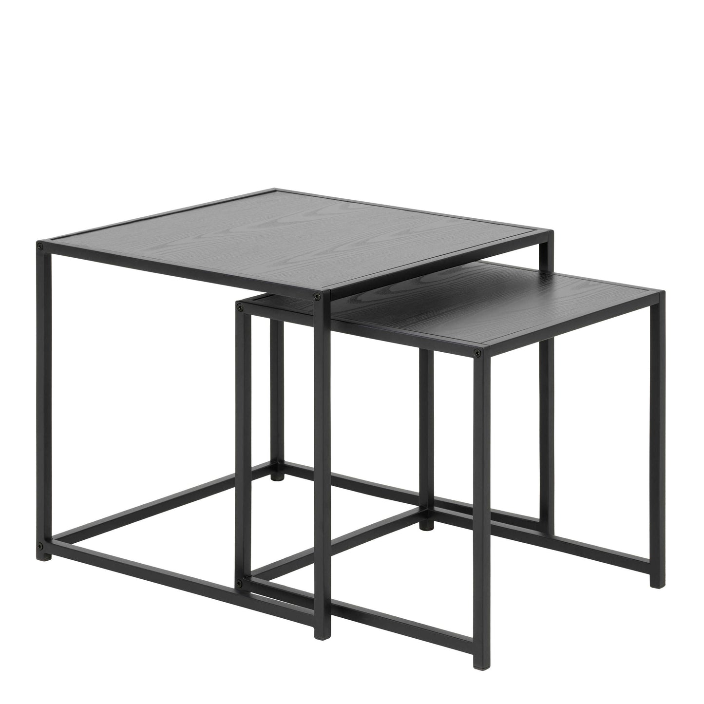 Set of 2 El Paso Black Metal and Veneer Nesting Tables