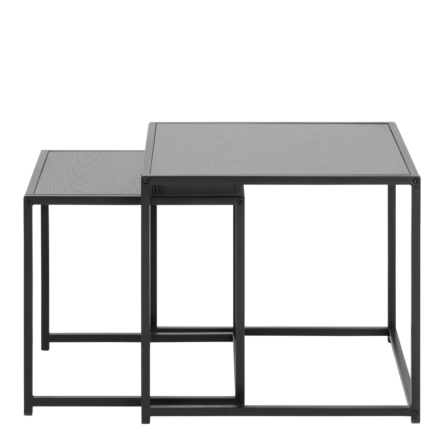 Set of 2 El Paso Black Metal and Veneer Nesting Tables