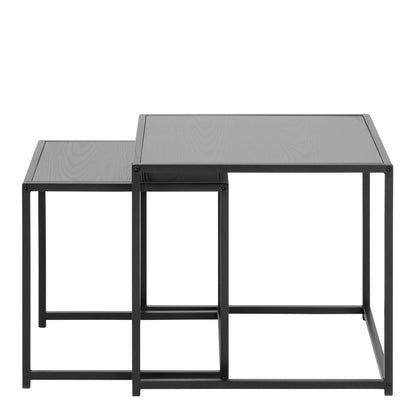 Set of 2 El Paso Black Metal and Veneer Nesting Tables
