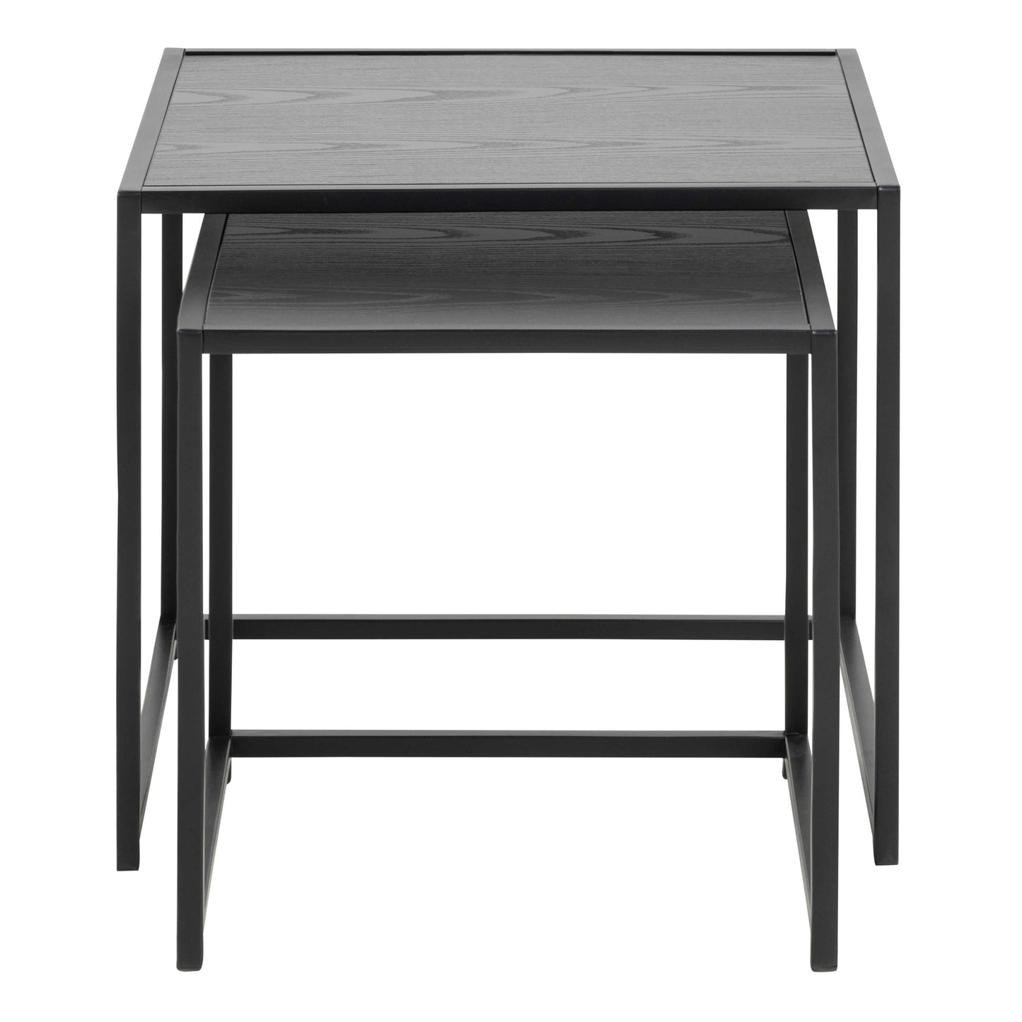 Set of 2 El Paso Black Metal and Veneer Nesting Tables