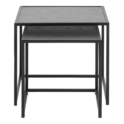 Set of 2 El Paso Black Metal and Veneer Nesting Tables