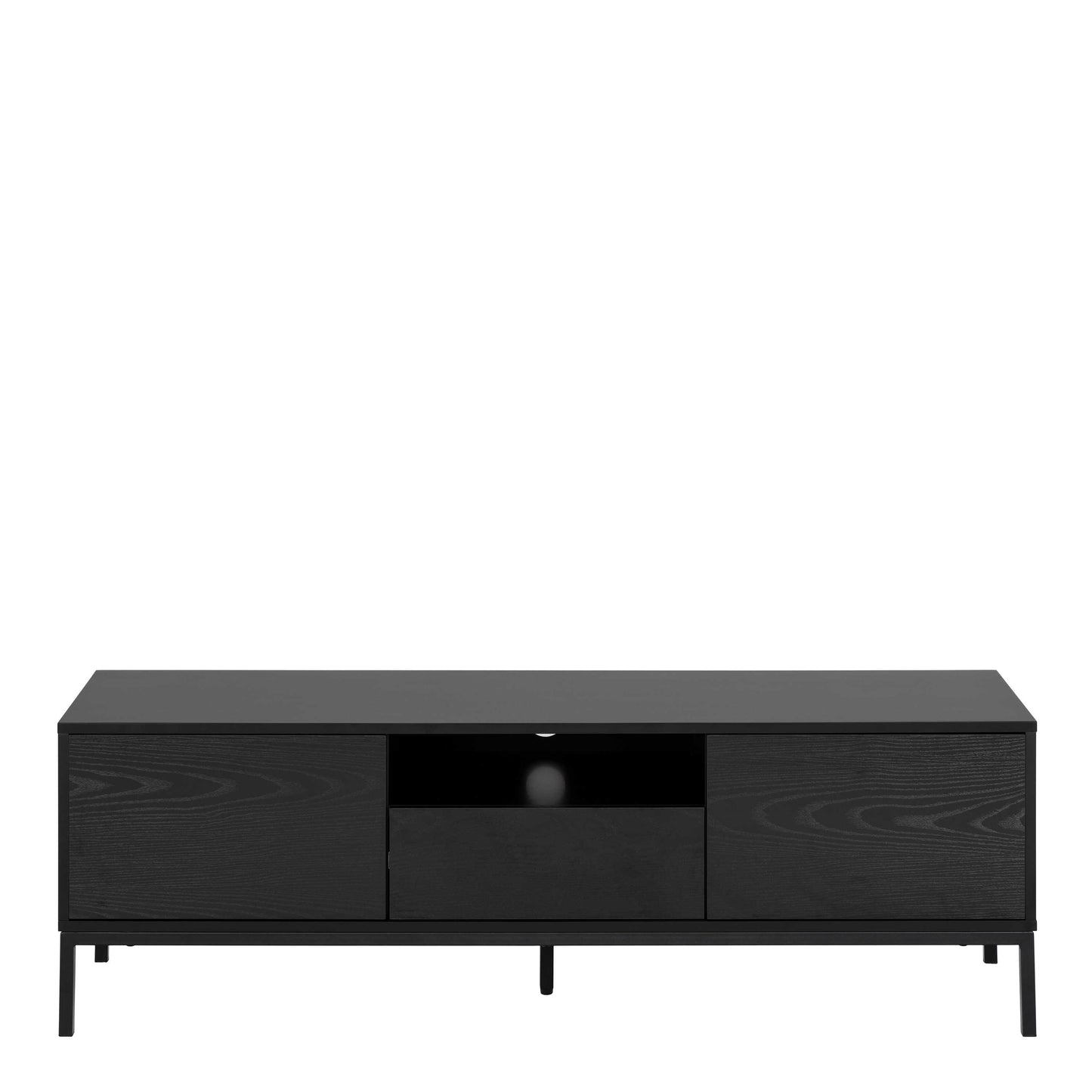 El Paso Black Wooden TV Unit 2 Doors 1 Drawer Metal Base