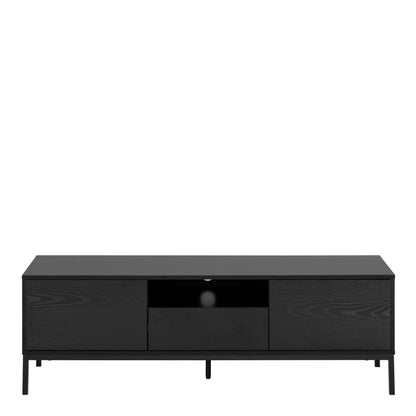 El Paso Black Wooden TV Unit 2 Doors 1 Drawer Metal Base