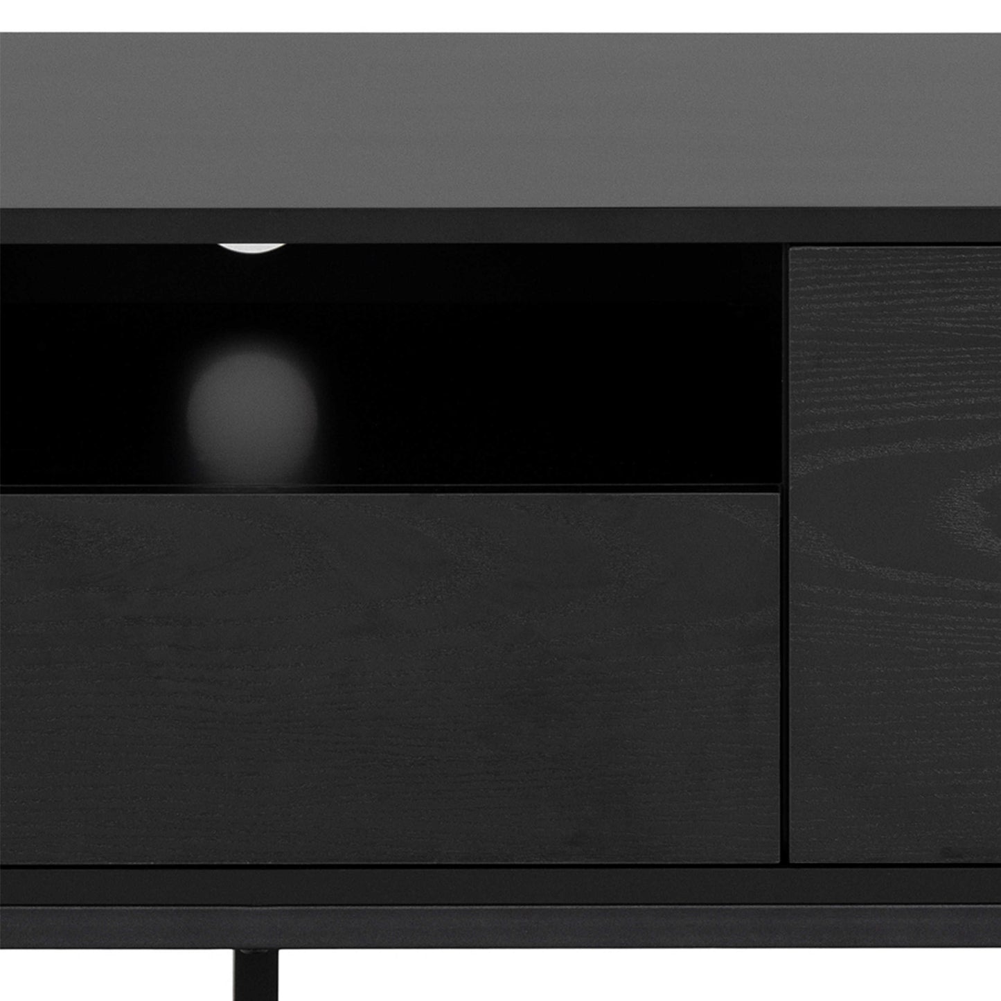 El Paso Black Wooden TV Unit 2 Doors 1 Drawer Metal Base