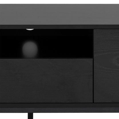 El Paso Black Wooden TV Unit 2 Doors 1 Drawer Metal Base