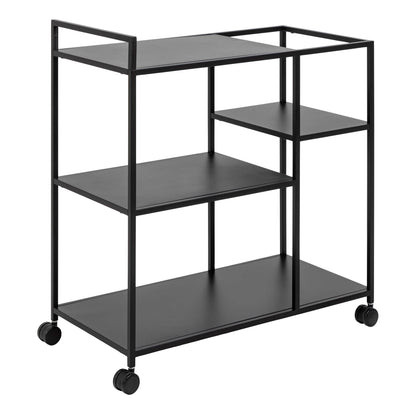 Graz Matt Black Metal Serving Trolley with Wheels