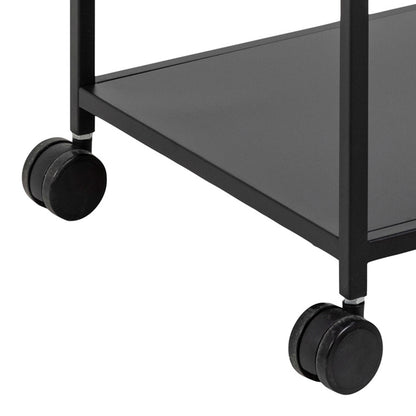 Graz Matt Black Metal Serving Trolley with Wheels